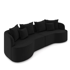 Sofá 3 Lugares Orgânico Living 210cm Mersa Veludo Preto K01 - D`rossi