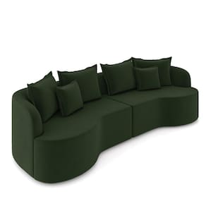 Sofá 3 Lugares Orgânico Living 210cm Mersa Veludo Verde K01 - D`rossi