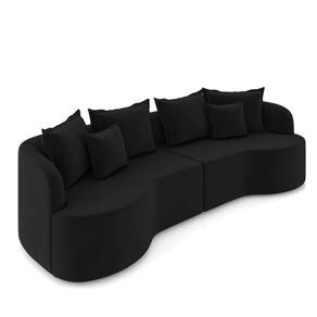 Sofá 4 Lugares Orgânico Living 250cm Mersa Veludo Preto K01 - D`rossi