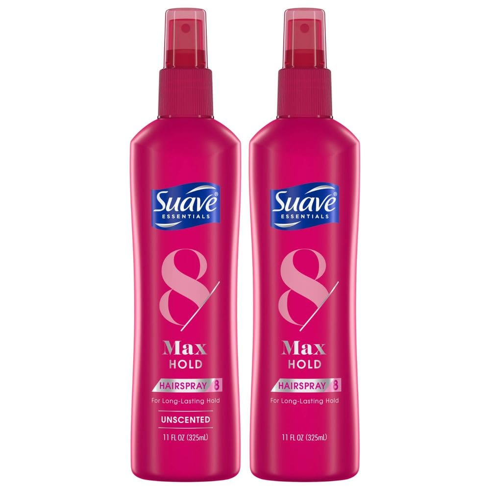 Spray de cabelo Suave Max Hold Variety, pacote com 2 unidades, sem perfume e sem perfume