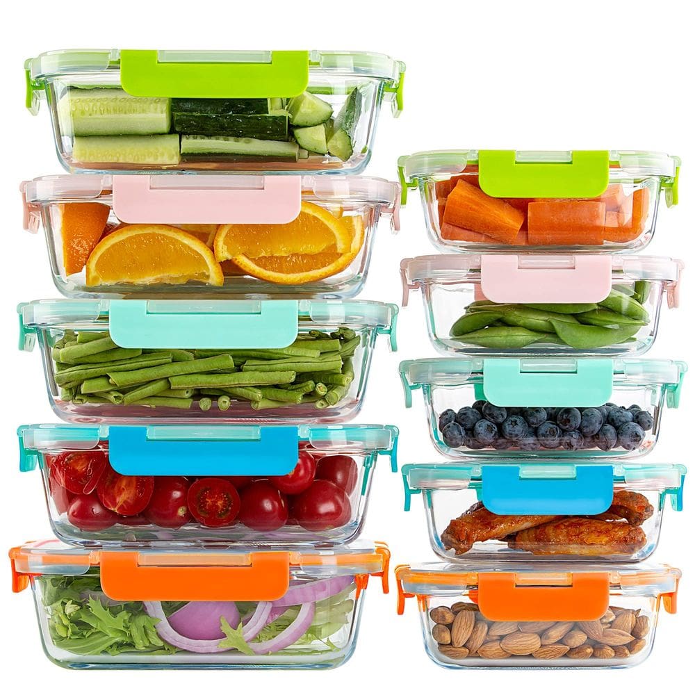 Recipientes de vidro para armazenamento de alimentos UMEIED, pacote com 10 tampas, 34 onças