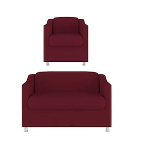 1 Poltrona e Namoradeira Decorativa Reforçada Suede Marsala