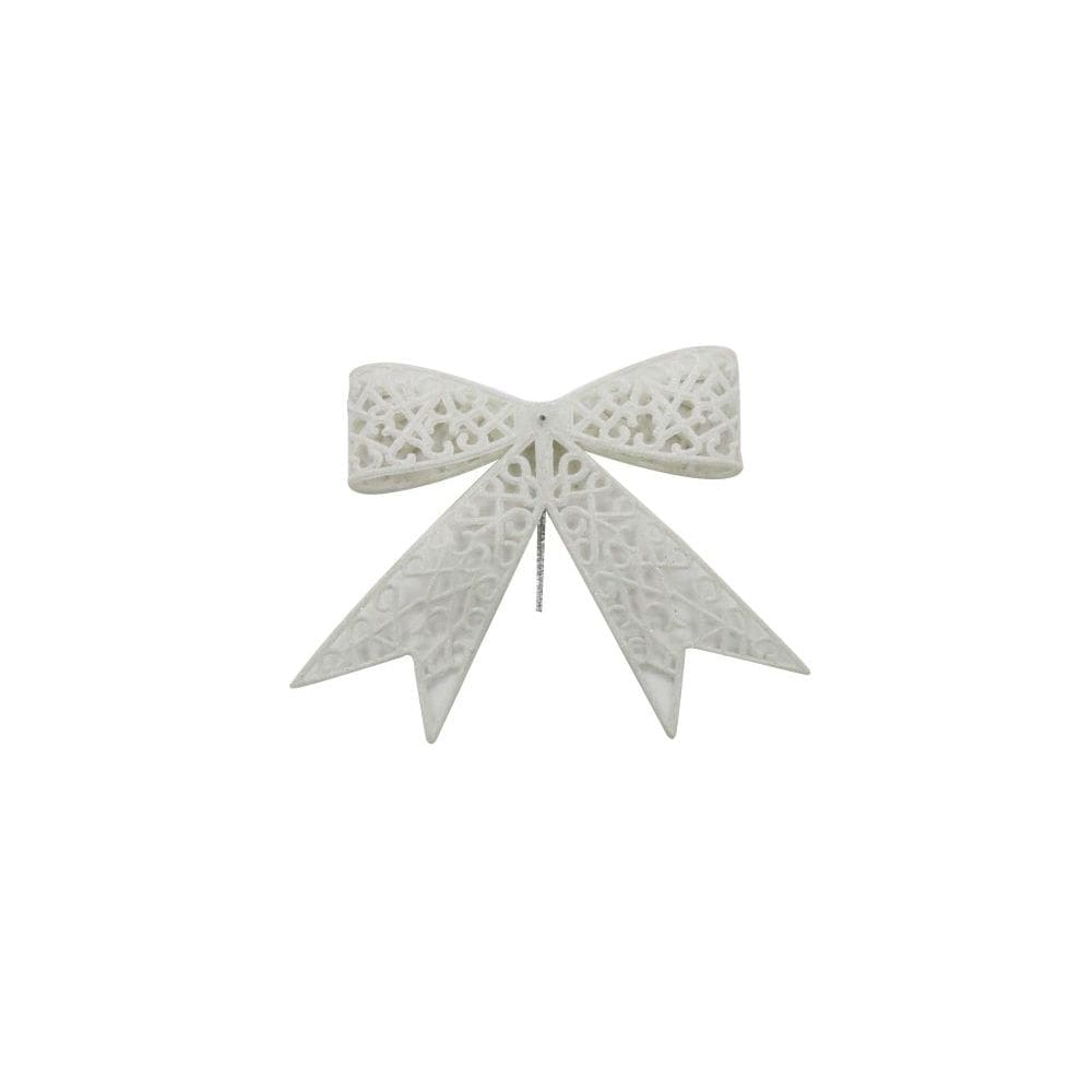 Enfeite de Natal Laço Vazado Le Branco com Glitter 3 Unidades 13x12cm