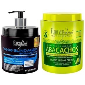 Kit Masc. Blindagem Capilar e Masc. Abacachos Forever Liss