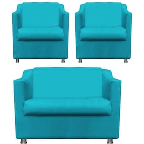 2 Poltr e Namoradeira Decorativa Reforçada Suede Azul Tifany