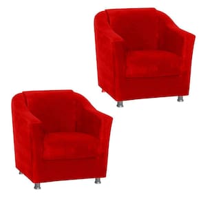 Kit 2 Poltronas Decorativa Reforçada Recepção Clinica Salão Suede Vermelho