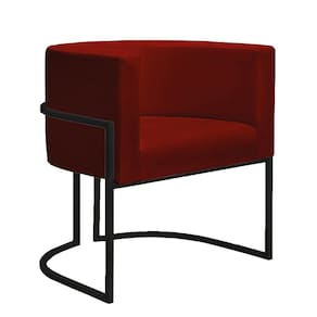 Poltrona Decorativa Nayara Base Ferro Preto Suede Marsala
