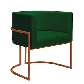 Poltrona Decorativa Nayara Base Ferro Bronze Suede Verde
