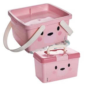 Kit caixa porta fraldas com alça e maleta com alça ursa Plasutil