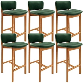Kit 06 Banquetas Alta Para Cozinha Sala De Jantar Bar Dara L02 Couríssimo Verde Musgo - Lyam Decor