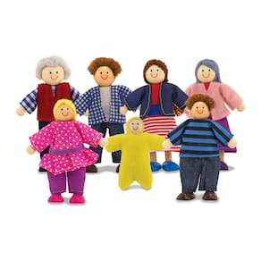 Doll Family Melissa & Doug Poseable de madeira, 7 peças