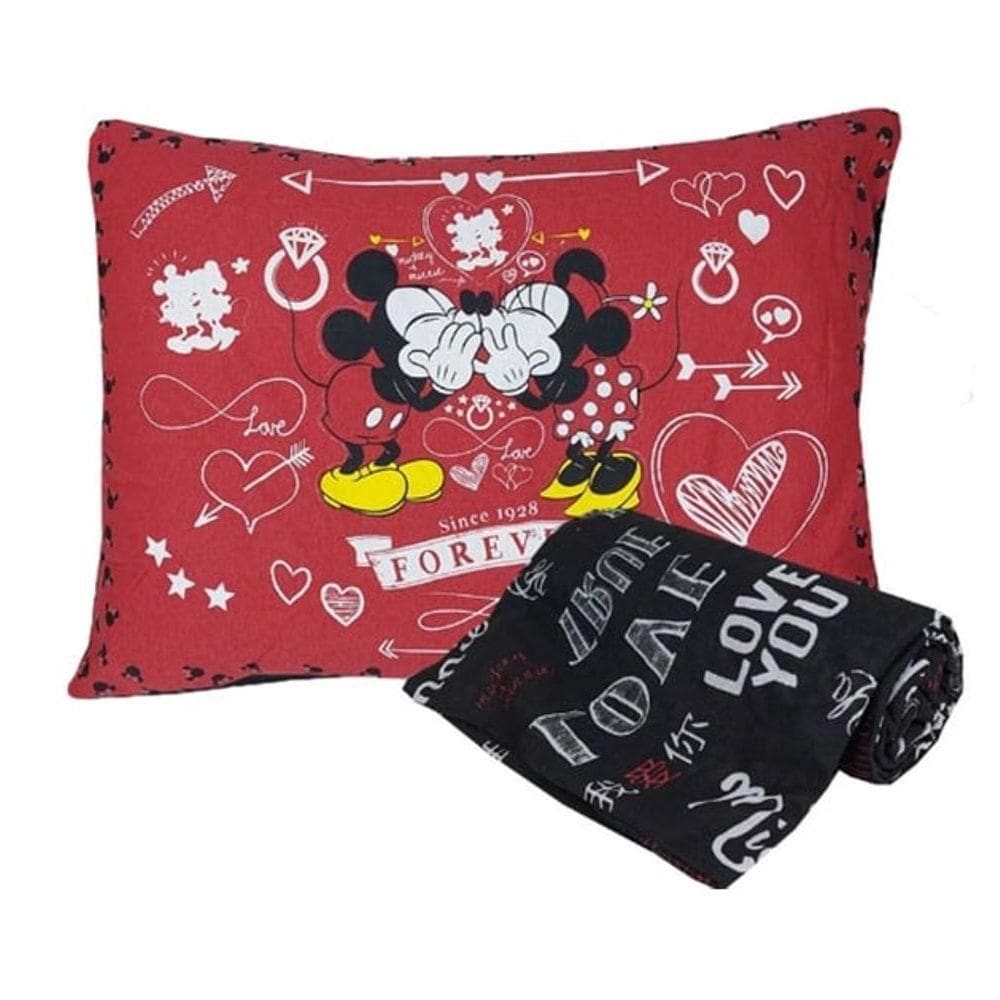 Jogo De Cama Portallar Solteiro Joy Malha Mista Estampado Disney 2 Peças Jadore Black Red Preto