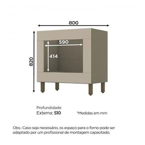 Balcão Forno Embutir Connect Duna-cristal - Móveis Henn Duna-cristal