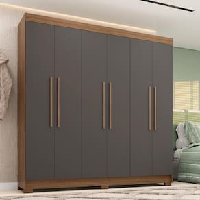 Guarda-roupa Casal 194,40cm 6 Pt 2 Gv Horácio Estilo Mm Jatoba/grafitte