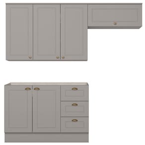 Cozinha Modulada 3 Portas Balcao Sem Tampo 200 Cm Americana Cinza Henn