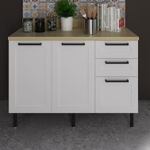 Balcão de Cozinha 120 Cm 2 Portas 3 Gavetas Cz3300 Branco - Tecno Mobili