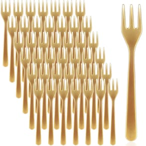 Mini garfos de plástico Skylety 500 unidades 9,5 x 1,5 cm (dourado)