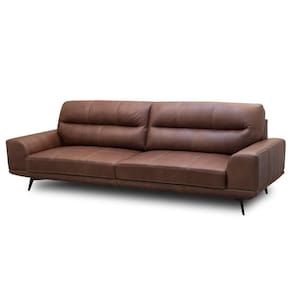 Sofá 3 Lugares Para Sala Living 216cm Niton L08 Couro Marrom - Mpozenato