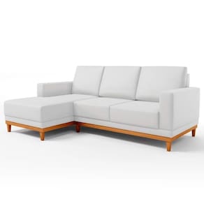Sofá 3 Lugares 200cm Living Com Chaise Esquerdo Sala De Estar Kayrós D05 Sintético Branco - Mpozenato
