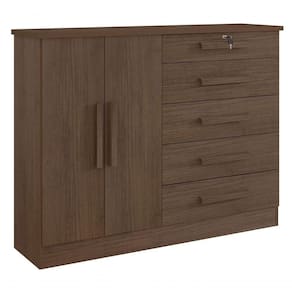 Cômoda New Athos 5 Gavetas Com Sapateira D` Doro Castanho