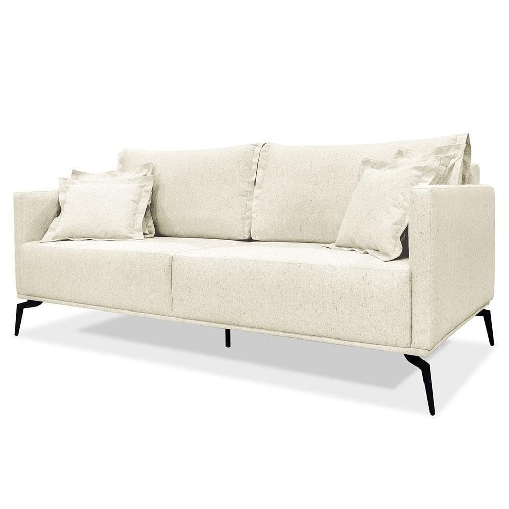 Sofá 2 Lugares 180cm Pés De Metal Vecchia S06 Linho Natural - Mpozenato