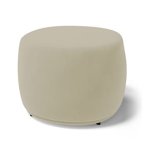 Puff Decorativo Living Aisha Orgânico Veludo Bege - Abmaza