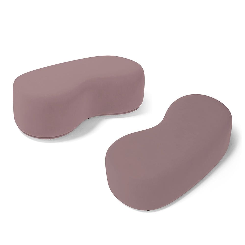 Kit 02 Puffs Decorativos Living Aisha Orgânico 02 Lugares Veludo Rosê - Abmaza
