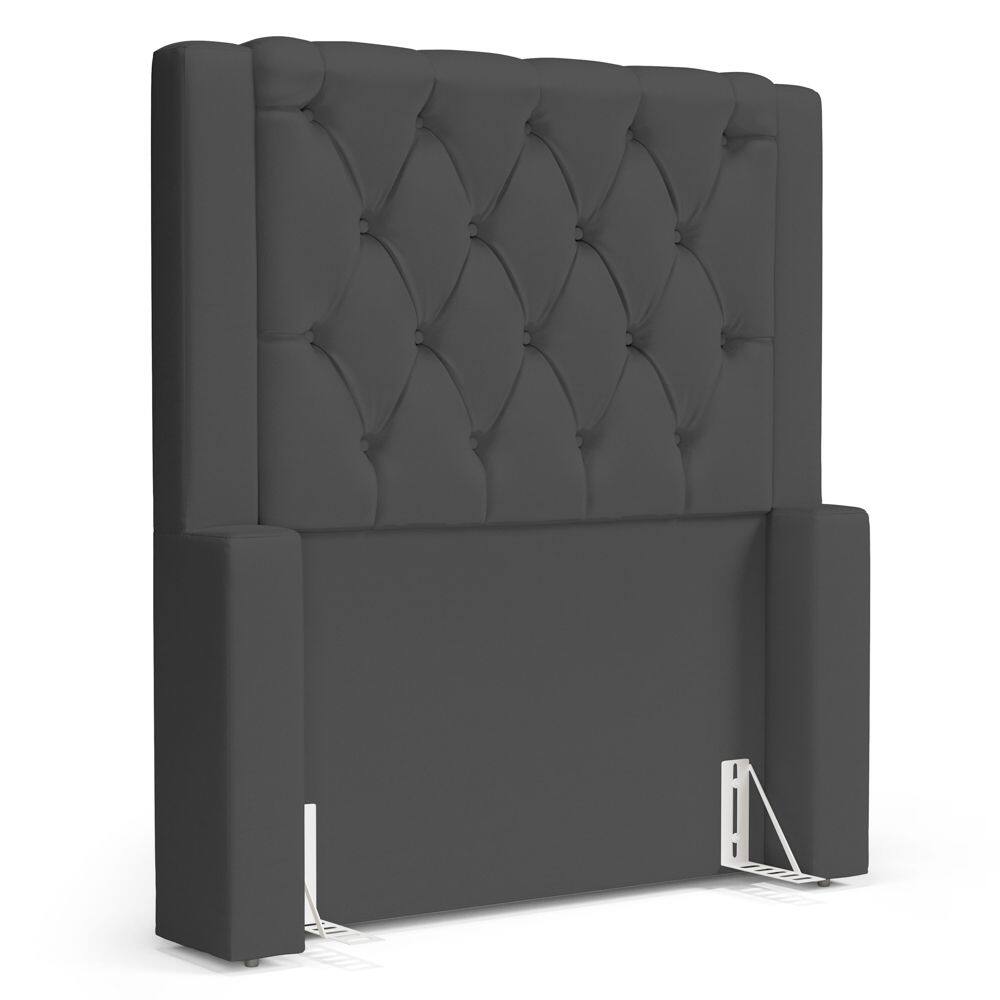 Cabeceira Atena Para Cama Box Solteiro 90cm Capitonê com Frame Suede Cinza - Abmaza