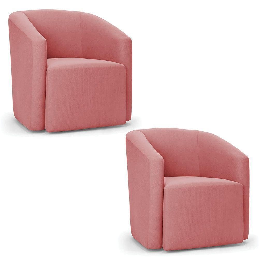 Poltrona Decorativa Orgânica Kit 2 Stella Max Suede Rosê D03 - D`rossi