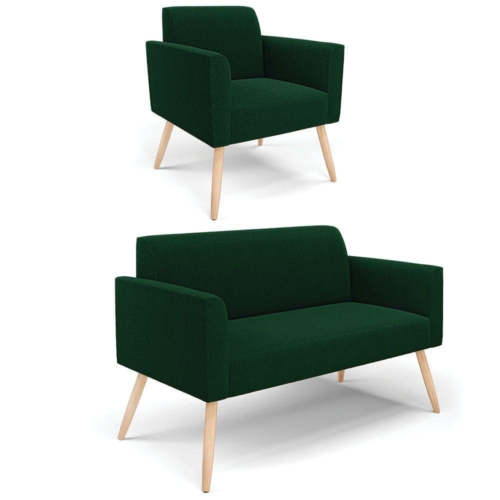 Namoradeira E Poltrona Pé Palito Natural Marisa Bouclê Verde D03 - D`rossi