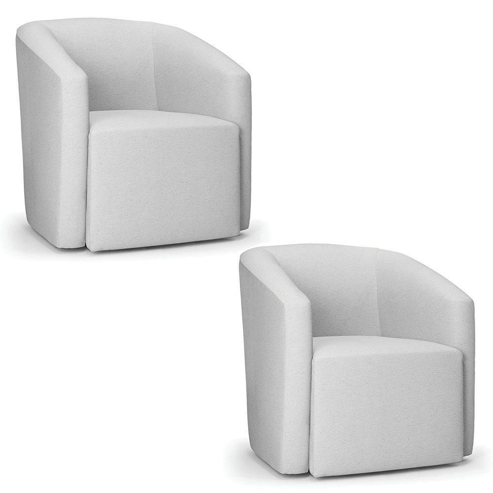 Poltrona Decorativa Orgânica Kit 2 Stella Max Linho Cinza D03 - D`rossi