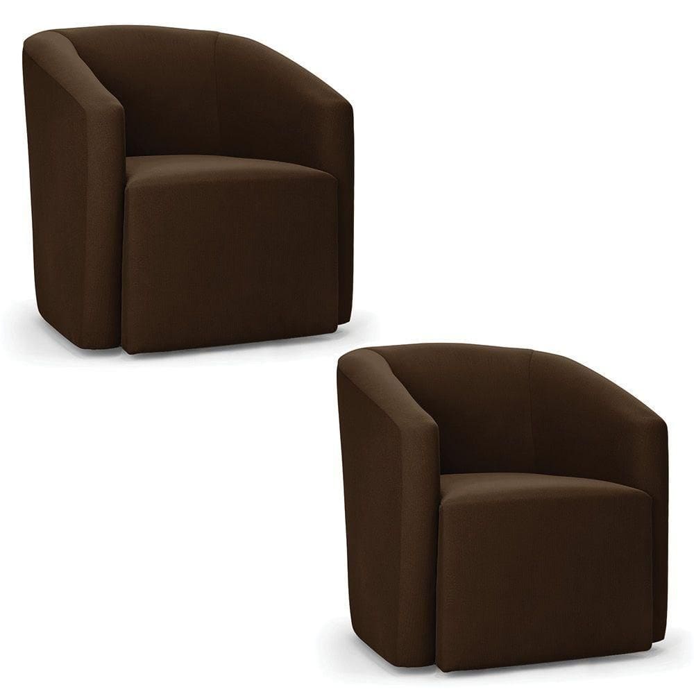 Poltrona Decorativa Orgânica Kit 2 Stella Max Suede Marrom D03 - D`rossi