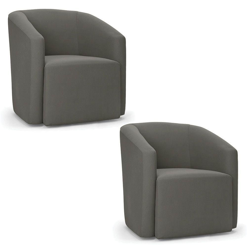 Poltrona Decorativa Orgânica Kit 2 Stella Max Suede Grafite D03 - D`rossi