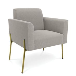 Poltrona Sala De Estar Pé Ferro Dourado Marisa Bouclê Cinza D03 - D`rossi