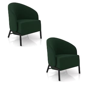Poltrona Sala De Estar Base Industrial Kit 2 Luar Veludo Verde K01 - D`rossi