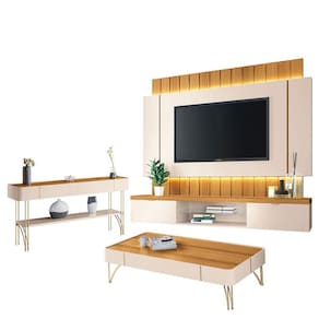 Home Suspenso Illusion 1.8 e Aparador Vivant e Mesa de Centro Cadenza Cinamomo Off White - HB Móveis