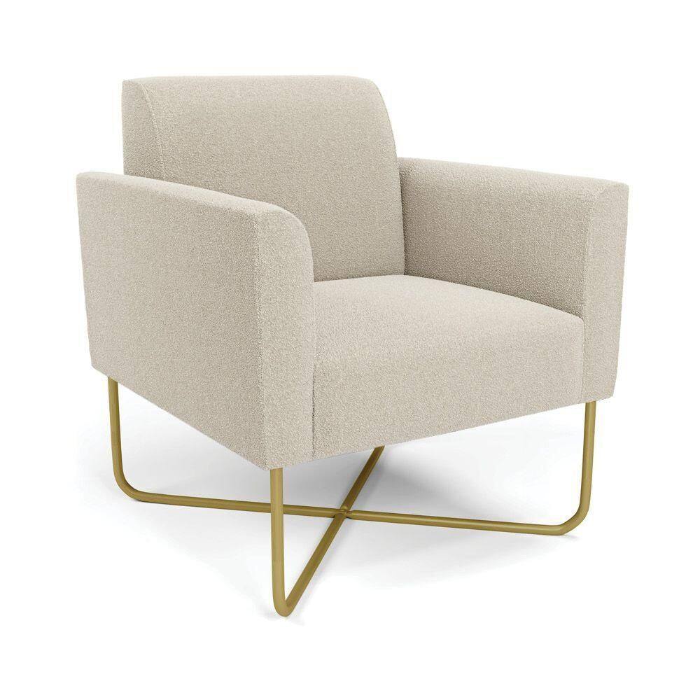 Poltrona Sala Base X Industrial Dourado Marisa Bouclê D03 - D`rossi Cor White