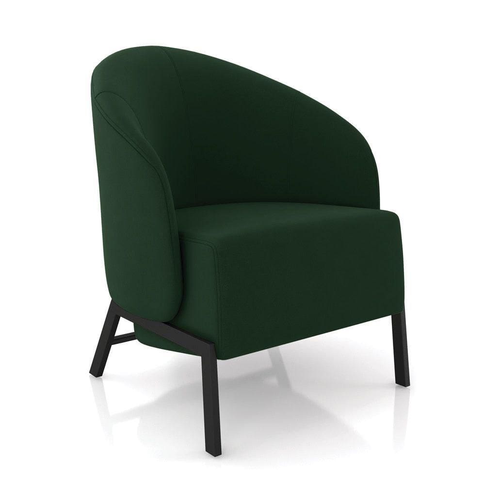 Poltrona Sala De Estar Base Industrial Luar Veludo Verde K01 - D`rossi