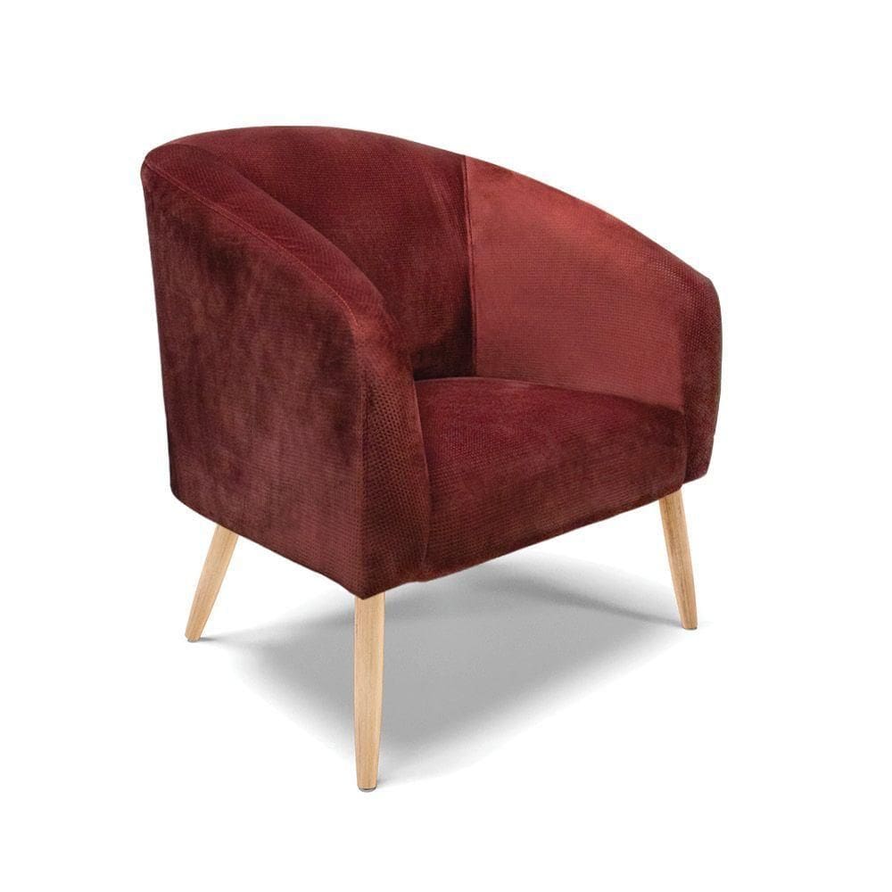 Poltrona Decorativa Pé Palito Natural Stella Veludo Text Marsala D03 - D`rossi