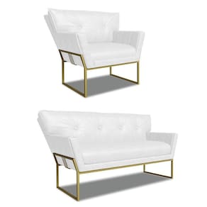 Namoradeira E Poltrona Industrial Dour Anitta Sintético Pu Branco D03 - D`rossi