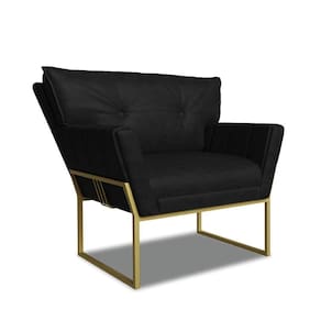 Poltrona Sala De Estar Industrial Dour Anitta Sintético Pu Preto D03 - D`rossi