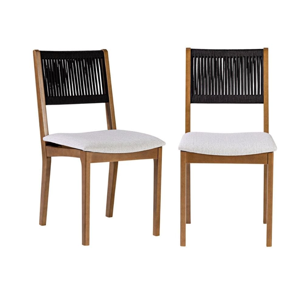 Kit 2 Cadeiras Sala de Jantar 55 X 45 X 90cm Tune Verniz Mel/Corda Preta