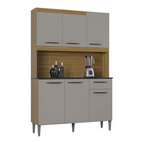 Kit Cozinha Livia 6 Portas 120 Cm Poquema Damasco/off White