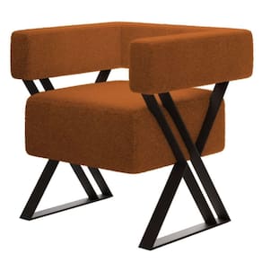 Poltrona Decorativa Sara Pés De Metal Estilo Industrial Bouclé Terracota