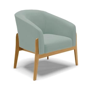 Poltrona Decorativa Base Madeira Stella Cotelê Ext/veludo Menta D03 - D`rossi