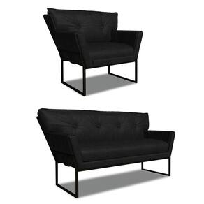 Namoradeira E Poltrona Industrial Pto Anitta Sintético Pu Preto D03 - D`rossi