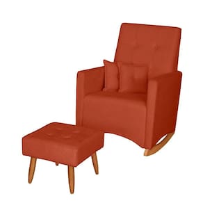 Poltrona De Amamentação Com Balanço E Puff Lizzi Bouclê Terracota F06 - D`rossi