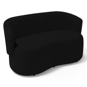 Poltrona Namoradeira Aisha 02 Lugares Orgânica Suede Preto - Abmaza