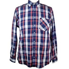 Camisa Social Manga Longa Azul Xadrez Plus Size