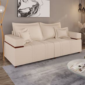 Sofá com 4 Lugares 200cm X 95cm X 81cm Bege